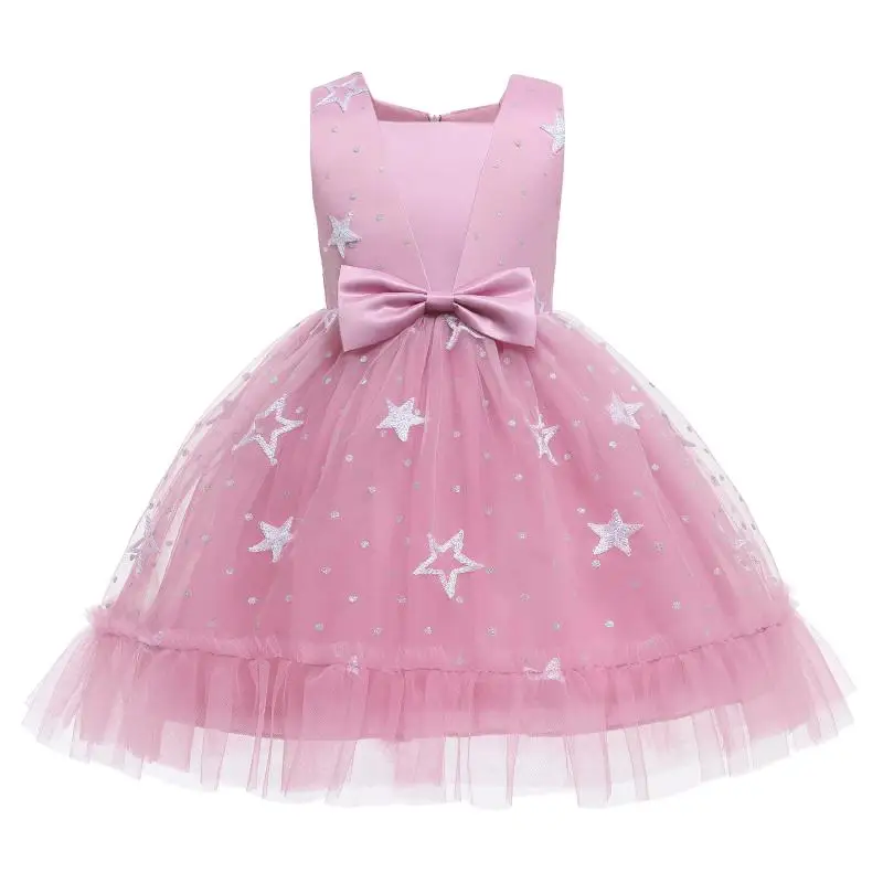 

Pink Princess Dress for Girl Summer Sleeveless Party Wedding Evening Chldren Dresses France Elegant Sweet Baby Girl Clothing