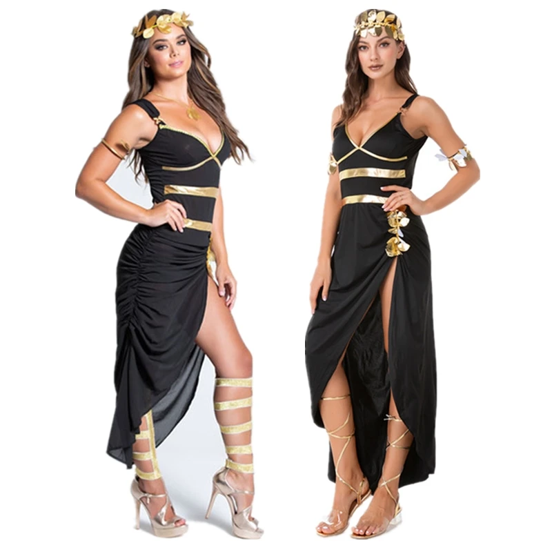 

Halloween Sexy Gothic Ancient Egyptian Queen Cleopatra Cosplay Dress Masquerade Party Roman Princess Fancy Costume