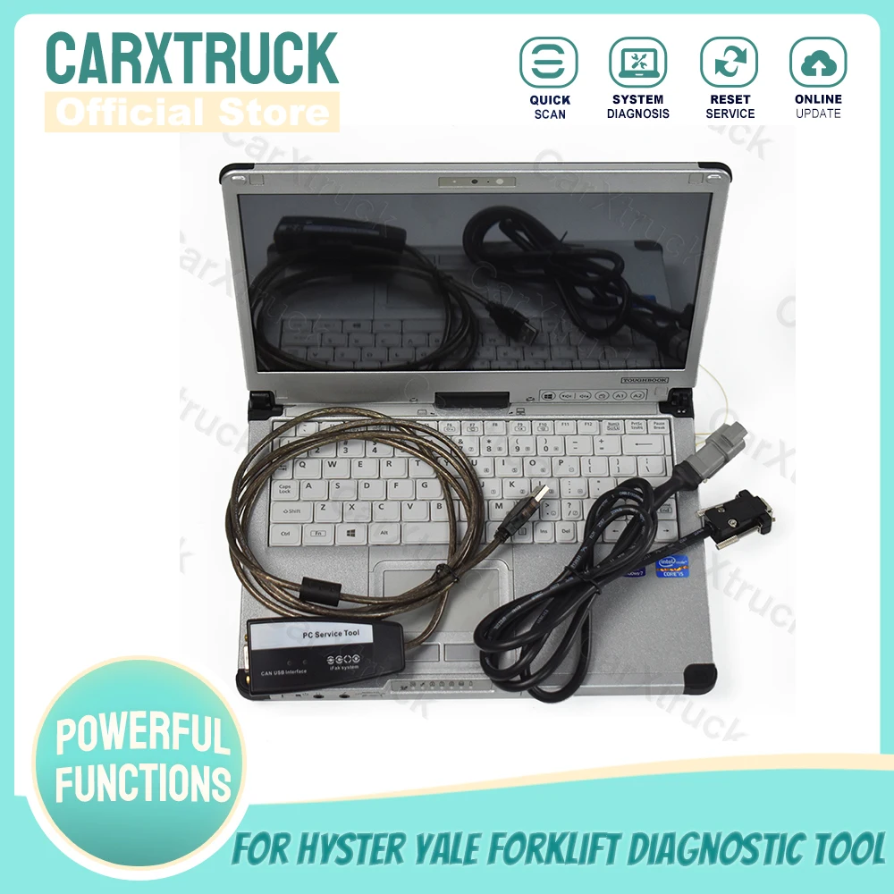 

For Hyster Yale Forklift Truck Diagnostic Scanner Ifak CAN USB interface with PC Service Tool V4.98+Toughbook CFC2 laptop