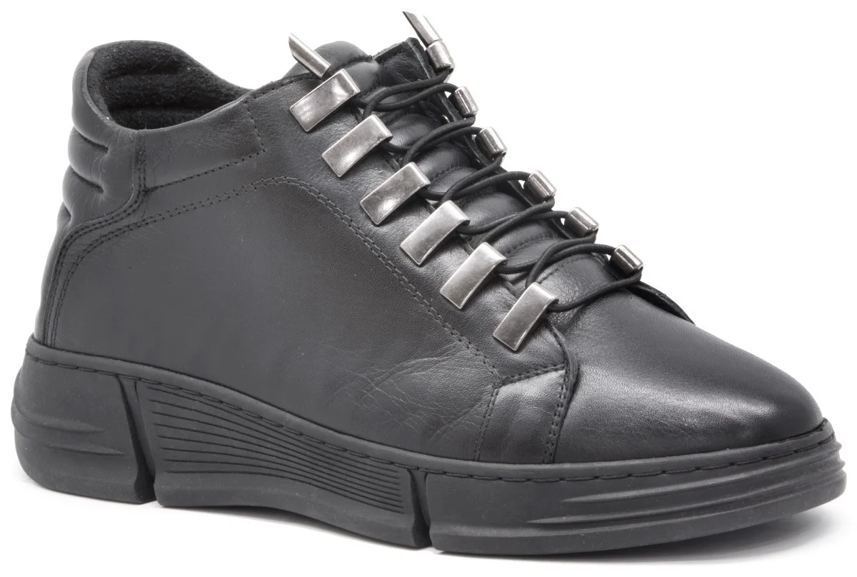 

Gedikpaşalı MNR 22K C01 Black Ladies Shoes Genuine Cow Leather Wheel Convenient Use Elevator Breathable Casual Sneakers Stylish