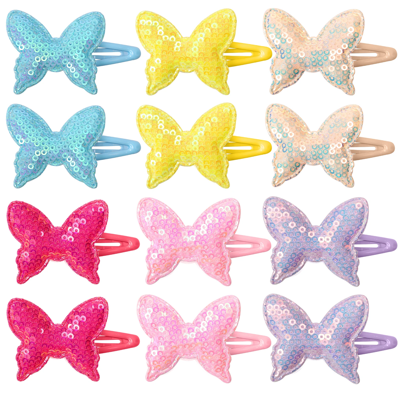 

12 Pc/set Cute Mini Sequins Butterfly Shiny Glitter Hairpin BB Clip Handmade Headwear Side Hair Clip Hair Accessories Ornaments