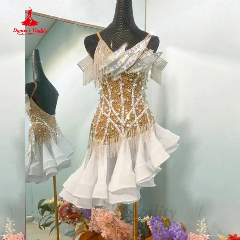 

Одежда для латинских танцев для детей, одежда для соревнований для взрослых, костюм для взрослых для художественного осмотра, платье для латинских танцев по индивидуальному заказу