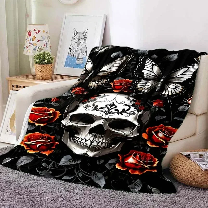 

vintage Mexican Day of The DeadPattern Blanket Star Art Flannel Thin Blanket Portable Home Travel Office Lunch BreakBlanket