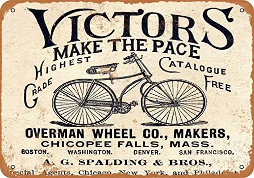 

1891 винтажный металлический знак Victors для велосипедов 8x12 дюймов
