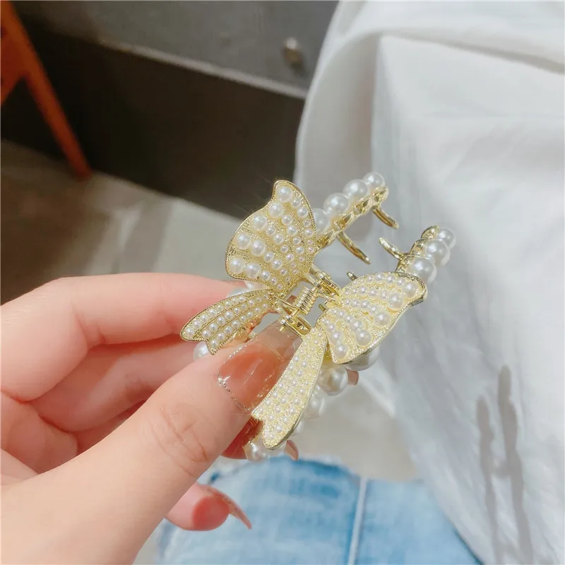 Летние жемчужные блестящие стразы заколки для волос женщин Милая женская