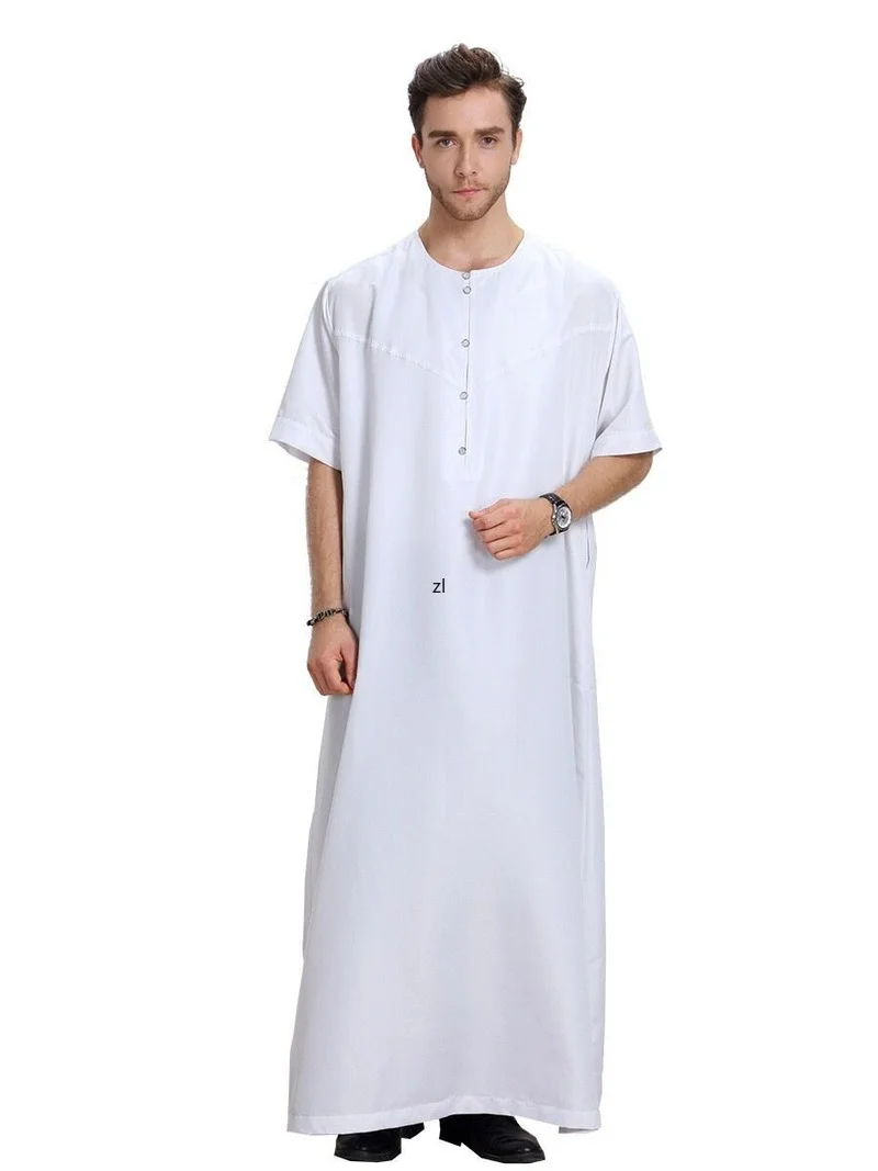 Muslim Robe Arab Men Thobe Ramadan Costumes Solid Arabic Pakistan Saudi Arabia Eid Turkey Abaya Male National Islamic Clothing
