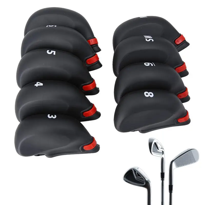 

Golf Irons Club Head Covers Iron Protector Headcover Golf Accessory Black Golfer Light Hybrid Head Covers Set For Games Travel