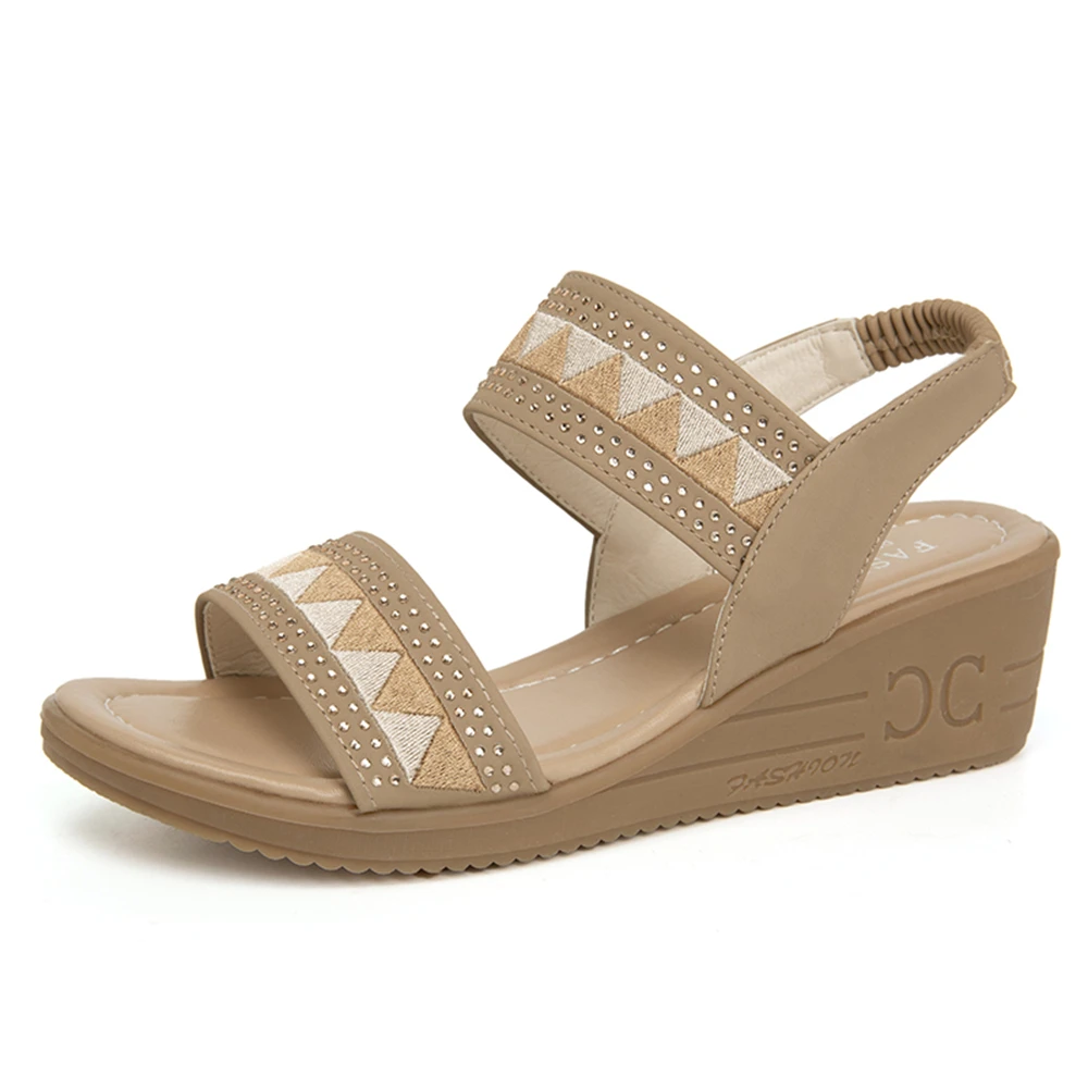 Bohemian Style Muffin Bottom Non-slip Wear-resistant Large Size Sandals Increase Women's Slippers Comfortable Student Shoes