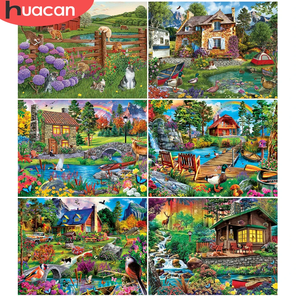 

Набор для вышивки алмазной мозаикой HUACAN, Набор для вышивки крестиком, для украшения сада, спальни