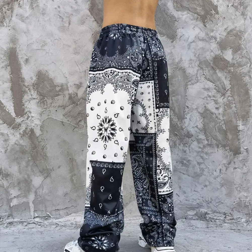 

Loose Hip Hop Drawstring Men Wide Leg Fashion Sweatpants Sports Pants Printed Sweatpants