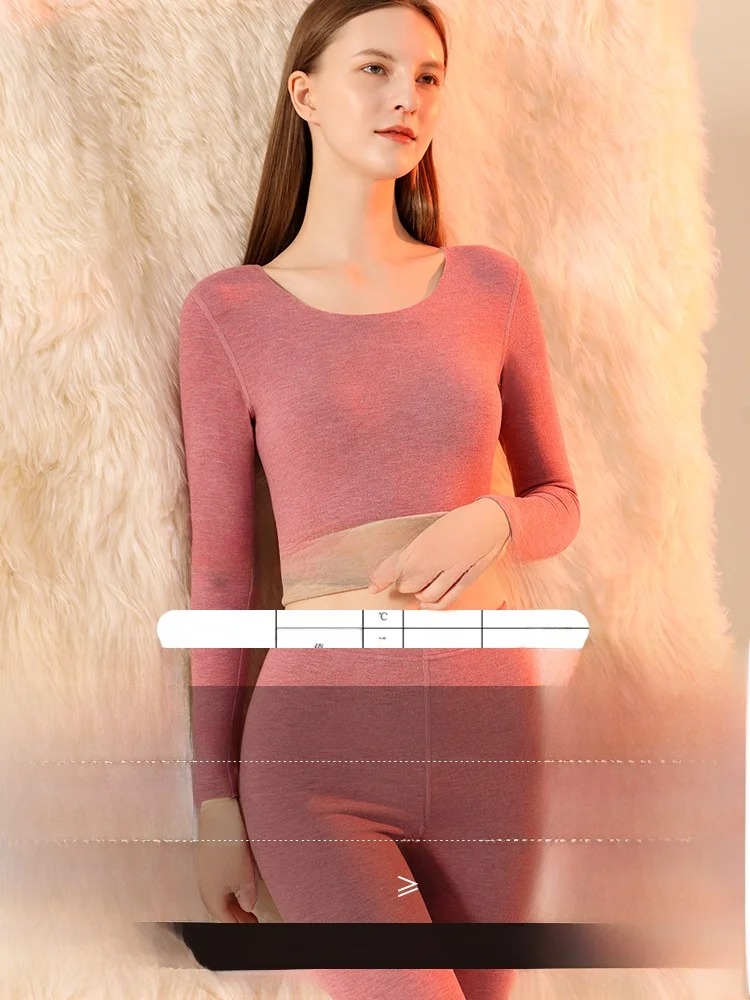No Pilling Angora Thermal Underwear Women Fleece-lined plus Thick Velvet Heating Bottoming Breathable Heattech Long Johns Set...