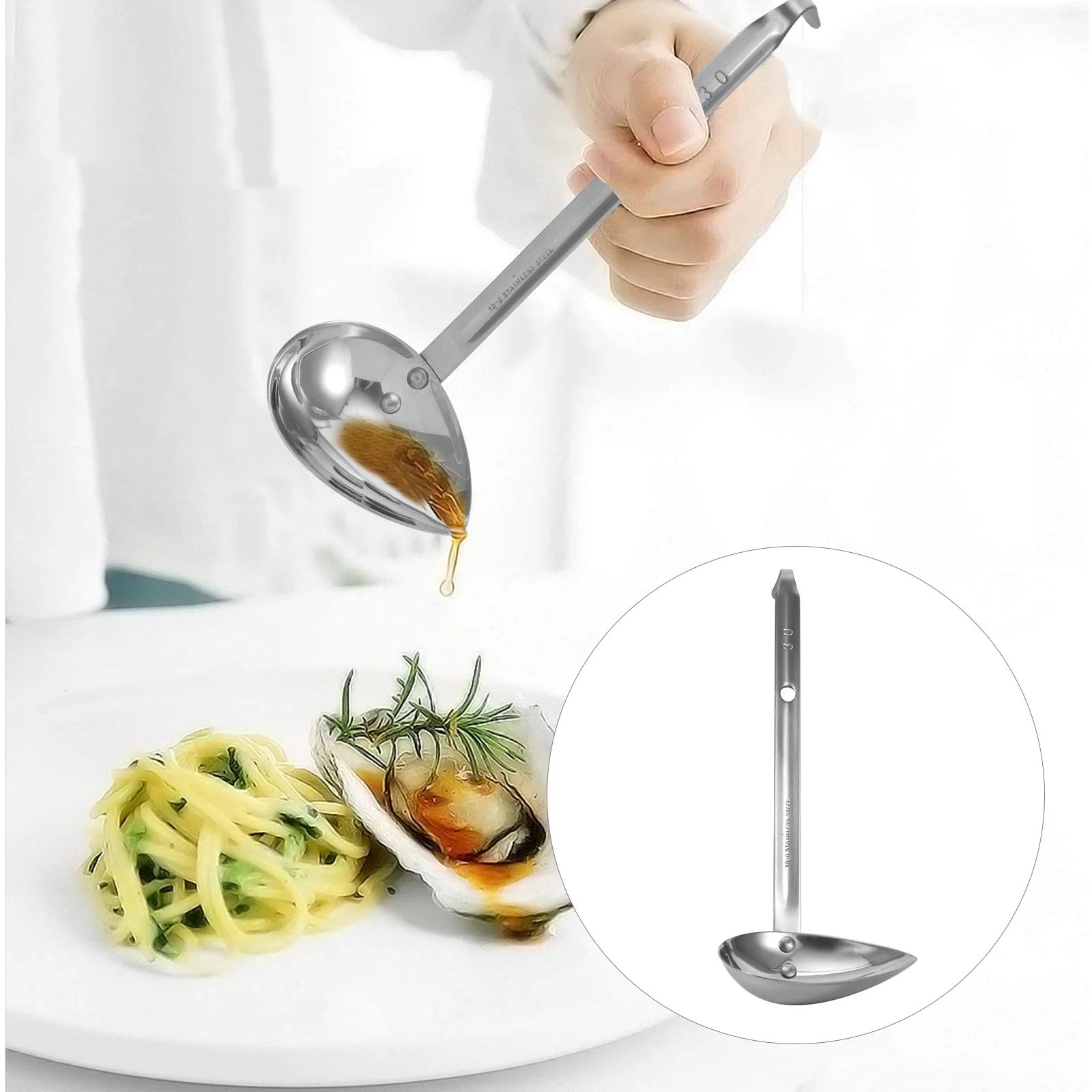 

Spoon Sauce Spoons Ladle Gravy Drawing Drizzle Tableware Steel Chef Plating Painting Stainless Culinary Saucier Precision Spout