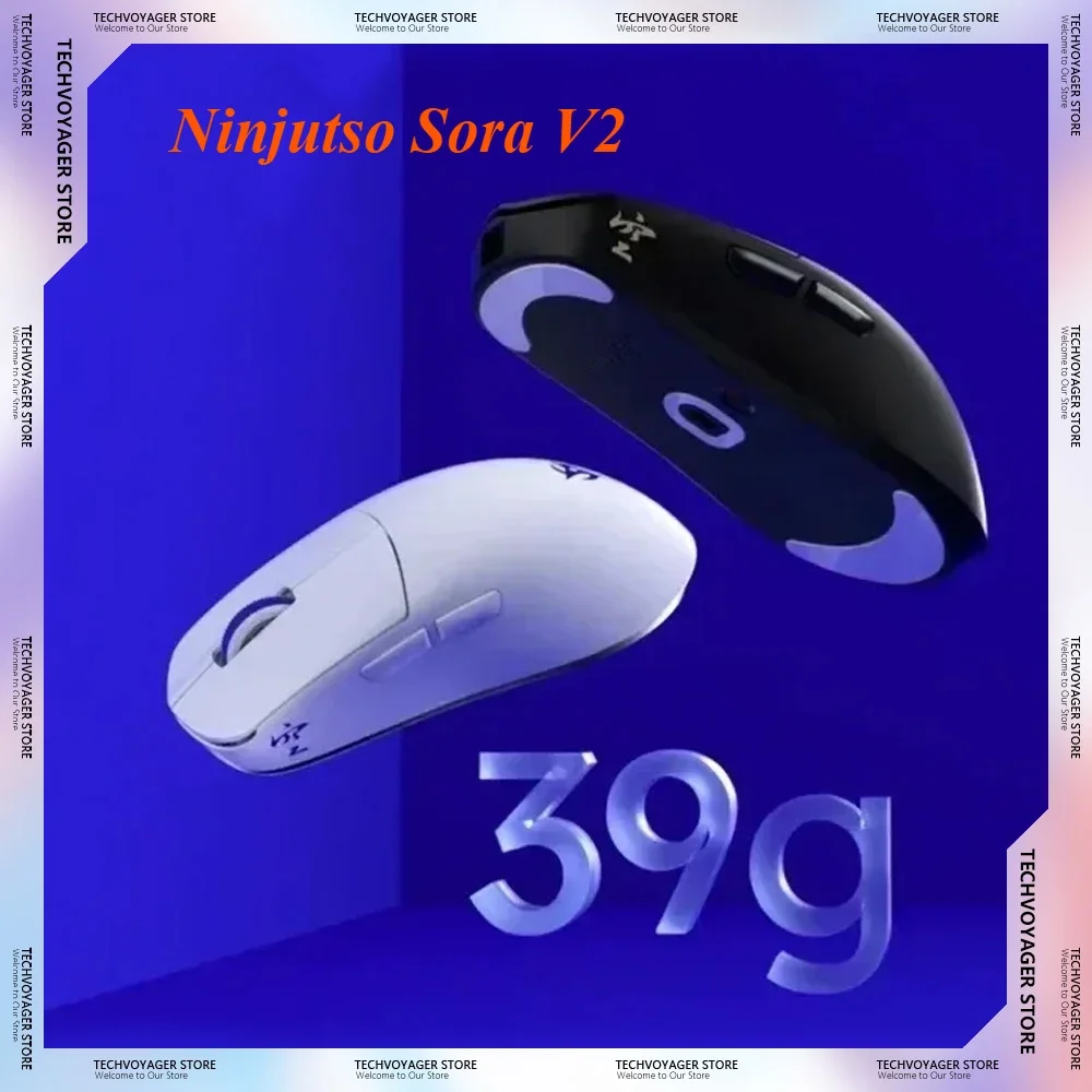 Игровая мышь Ninjutso Sora V2 Paw3395 8k Sensor 2 4G Беспроводная 2-режимная USB легкая для