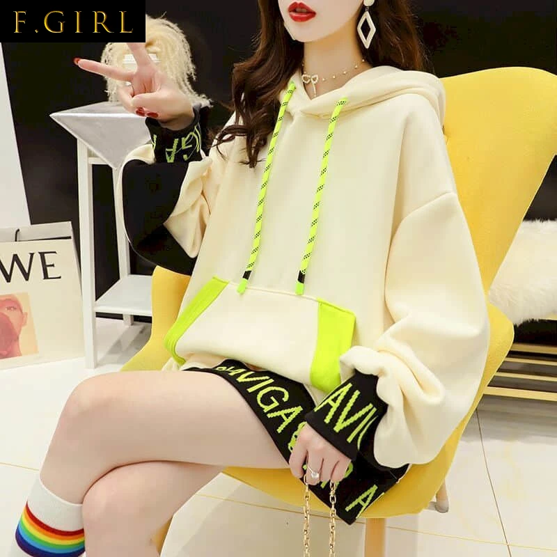 

Plush Thickened Oversized Hoodies Women's Winter Spring New Korean Version Loose Sweatshirt Mid-length Lazy Ins Tide Kawaii Top