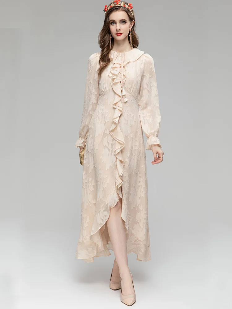 

Модные элегантные женские длинные платья, весна-осень, оборки, Бандажное женское платье для отпуска в стиле High Street