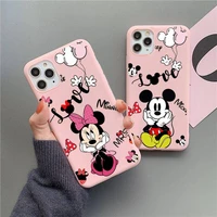 disney mickey minnie stitch phone case for iphone 13 12 11 pro max mini xs 8 7 6 6s plus x se 2020 xr matte candy pink cover