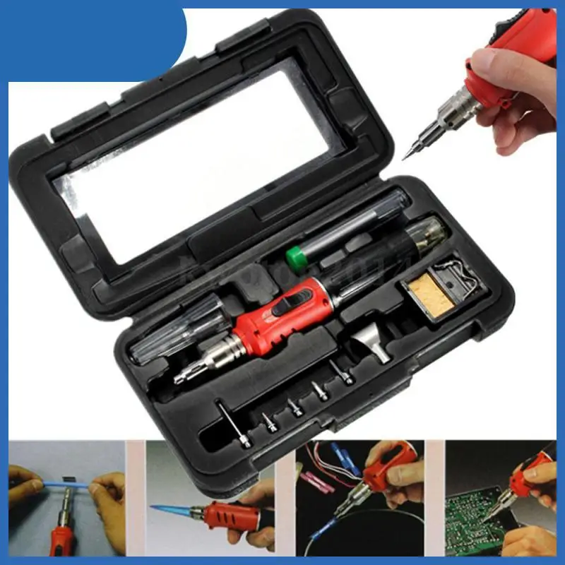 

HS-1115K Professional 10 in 1 Portable Soldering Iron Set Butane Gas Soldering Iron Cordless Welding Torch Tool Soldering Tip
