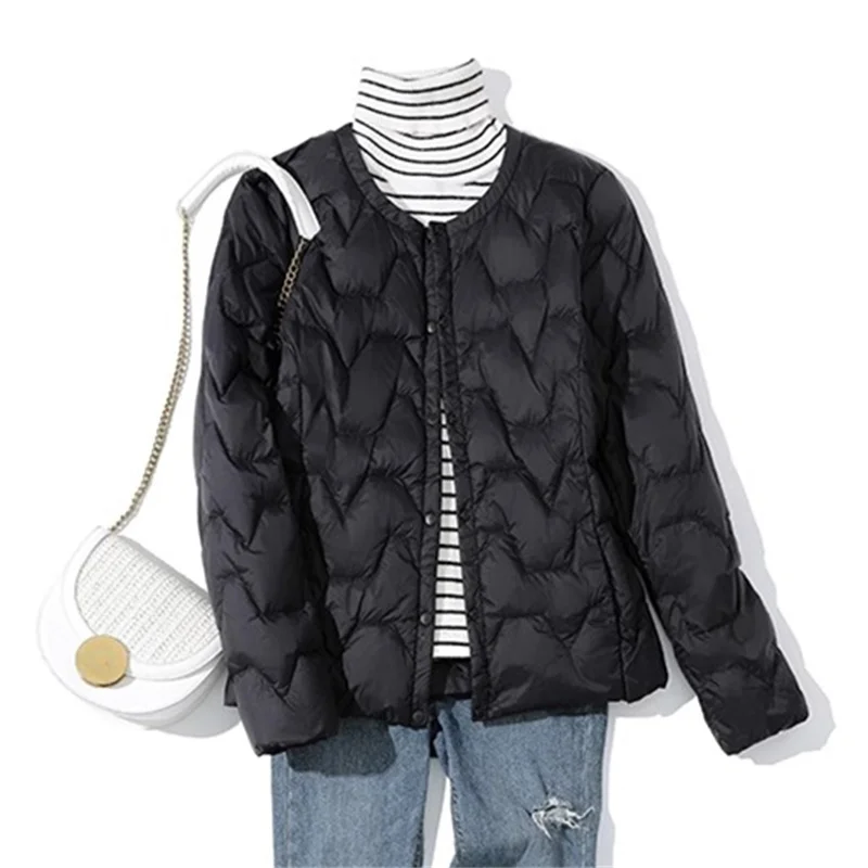 Осень-зима женское однобортное пуховое пальто ультра легкий тонкий белый утиный