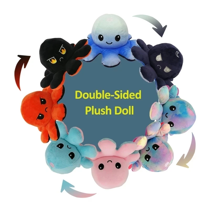 

Octopus Plush Toy Fashion Tow-sides Oktopu Toys Classic Shifter Reversib Miniatures Mood Pulpo Dashboard-Toy Women's Top Gift