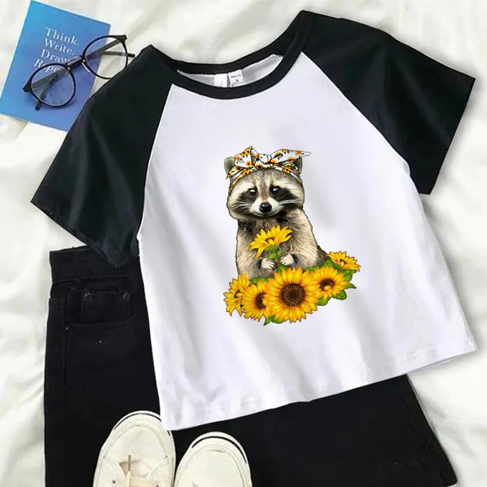 

Женский винтажный кроп-топ Raccoon yk2 90-х с графическим принтом