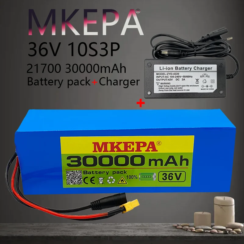 

36V 30Ah battery 21700 10S3P 500W high power batteries 42V 30000mAh Ebike electric bicycle with BMS Protection+Charger