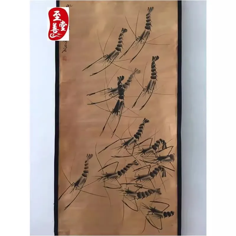 Редкие ручная роспись QingDyansty китайские картины с вертикальной осью, креветки, ручная работа, бесплатная доставка (art.: 3920cd3357751) - 3920cd3357751