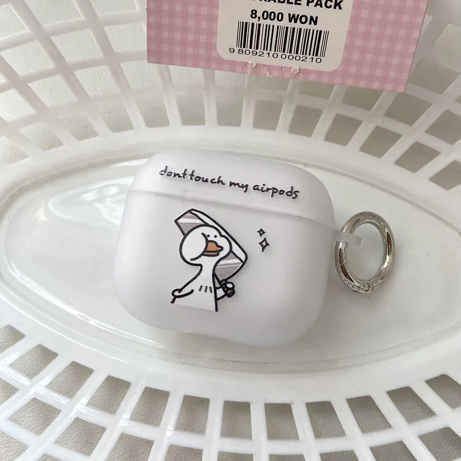 Чехол Cute Duck Do Not Touch My Airpods для 2 3 4 Pro чехол беспроводных наушников Gen Box забавный