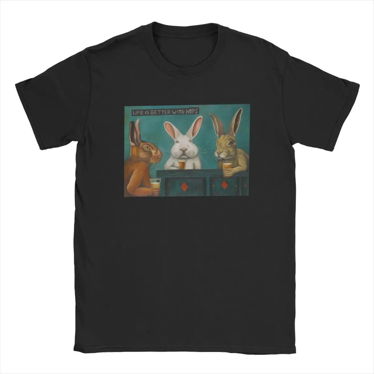 

Men Women's T-Shirts Bar Hopping Easter Day Awesome Cotton Tee Shirt Short Sleeve Bunny T Shirts O Neck Tops New Arrival
