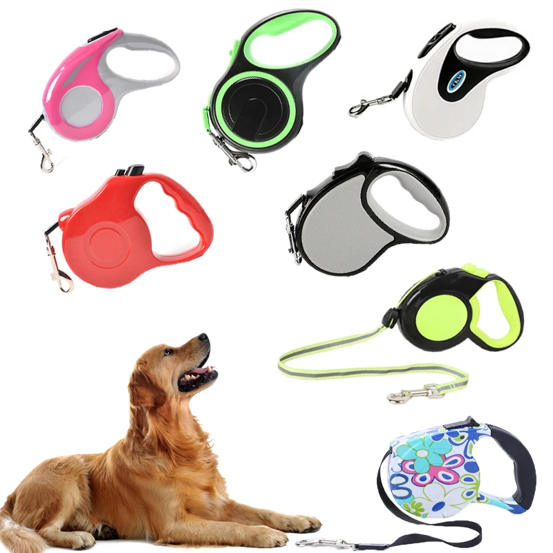 

3/5/8M Retractable Dog Leash Nylon Extending Puppy Walking Running Dogs Leads Traction Rope Reflective Tape Dog Leashes
