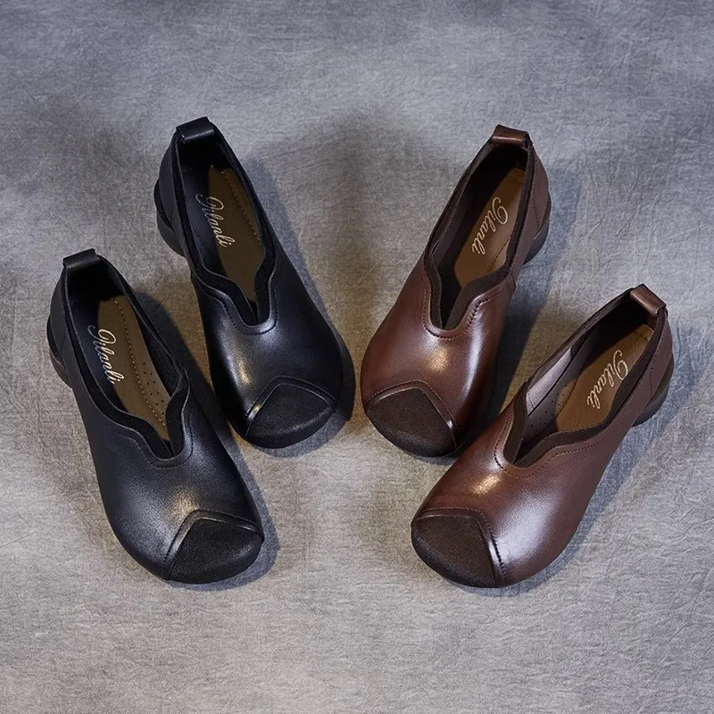 

Женские повседневные кроссовки бабушкины туфли, платформа, мягкие, на каблуках, круглый носок, криперы, удобные, на осень