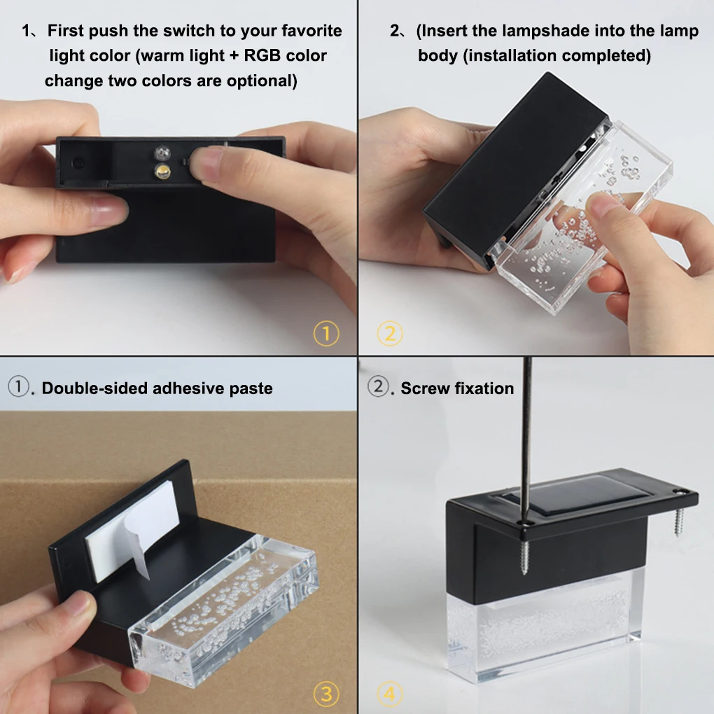 

Yard Fence Light LED Solar IP55 Waterproof Warm White Rechargeable Patio Stair Lamp Dual Mode Decoration Landscaping