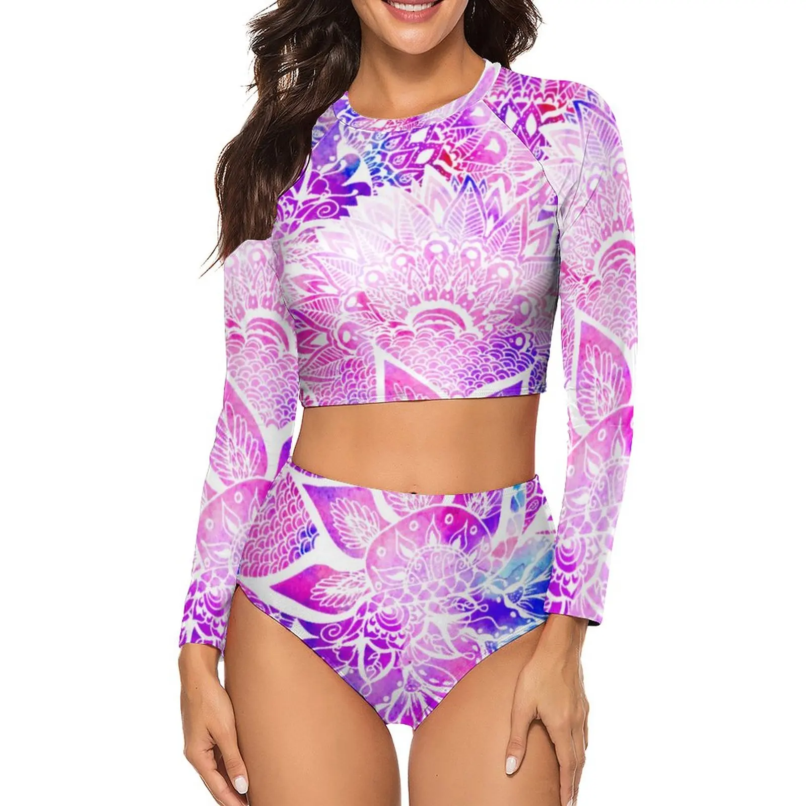 

Сексуальный комплект бикини в стиле бохо, фиолетовый, синий, хна, Модный Купальник-бикини, купальник с высокой талией, женское бикини с принт...