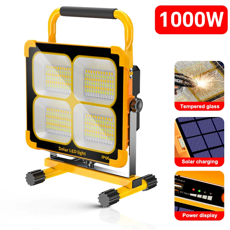 

Floodlight Powered Camping Spotlight Lantern Rechargeable Portable Battery Work Searchlight Solar Lamp Outdoor