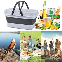 multifunctional folding bucket camping basket portable outdoor travel beach bbq picnic basket food fruit water car storage box