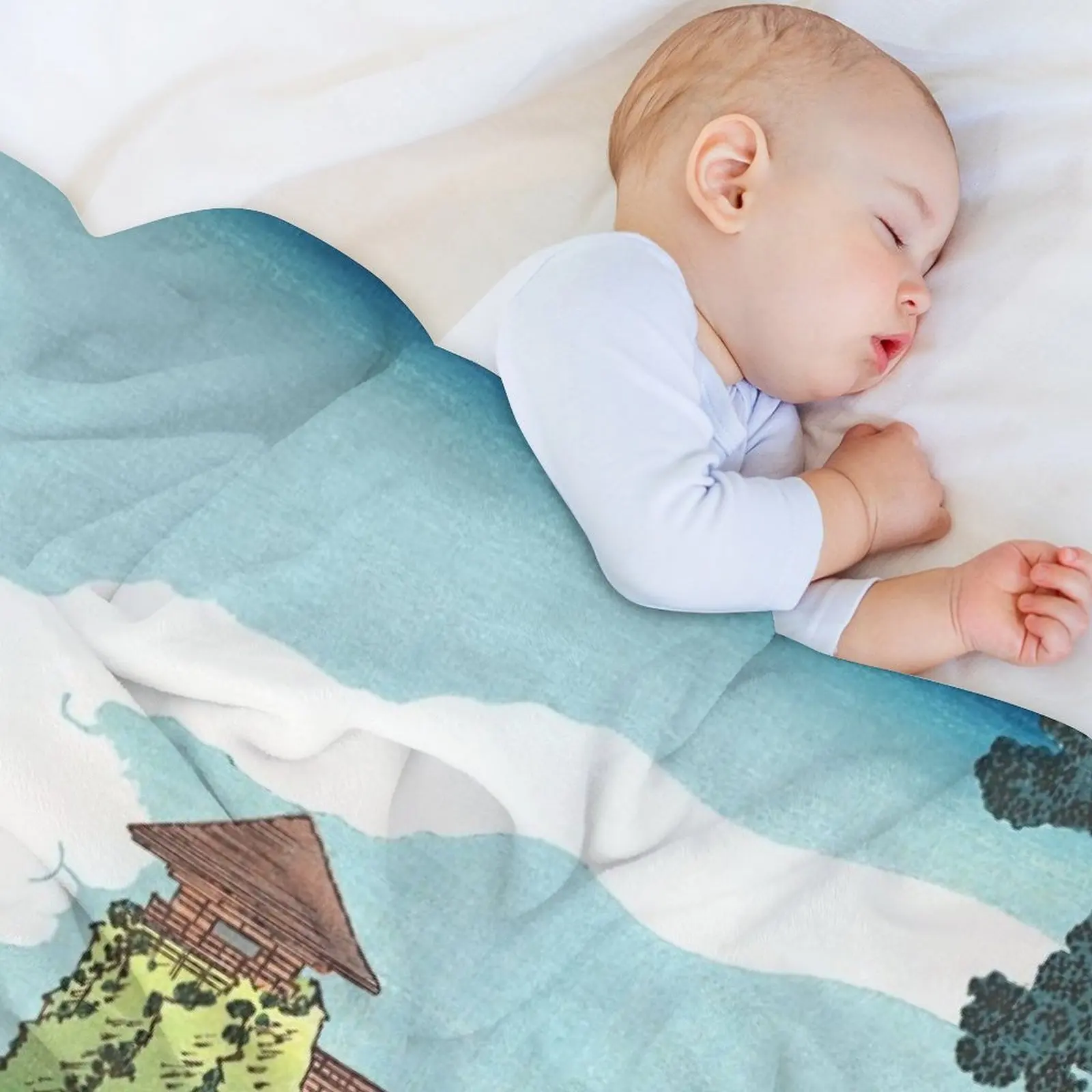 Подвесной облачный мост на горе Gyodo возле Ashikaga от Katsushika Hokusai покрывало для кровати