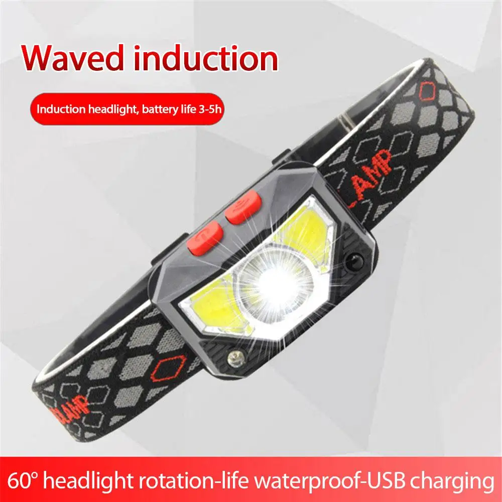 

pack Powerful LED Headlight Sensor Head Light USB Rechargeable Headlamp Head Waterproof Flashlights for Camping Hiking