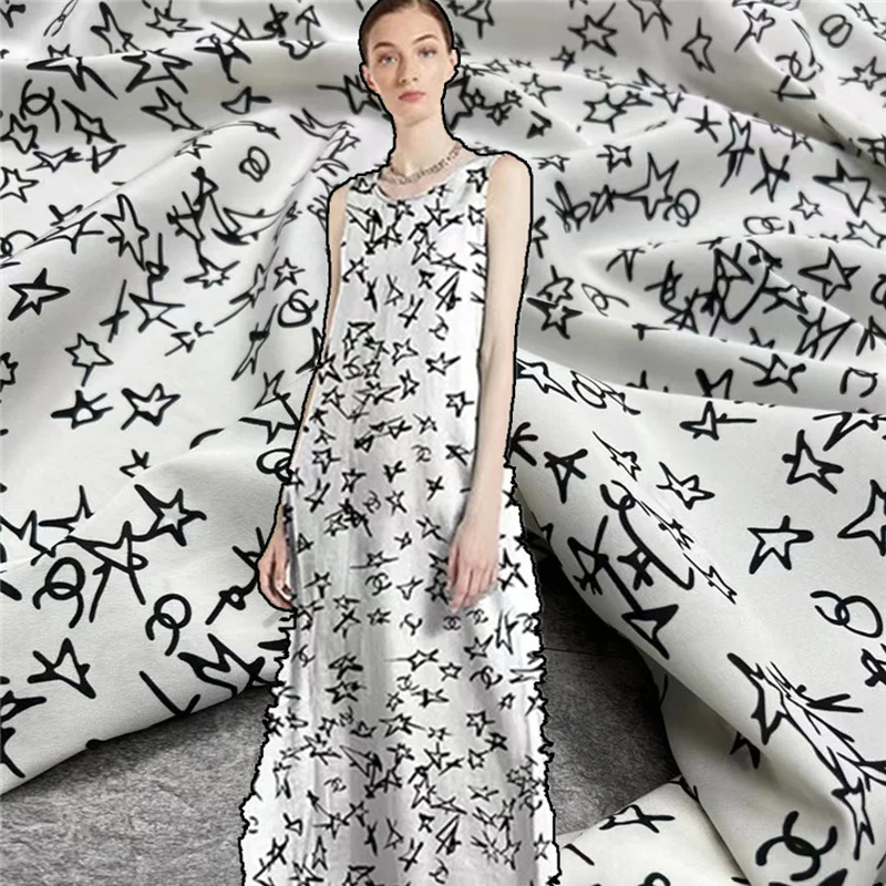 Модная летняя новинка белая пятиконечная звезда стрейчевая крепдешиновая