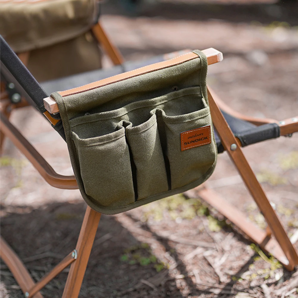 

Camping Chair Armrest Storage Bag Folding Chair Organizer Canvas Side Pocket Large Capacity Bag For Outdoor Camping Fishing