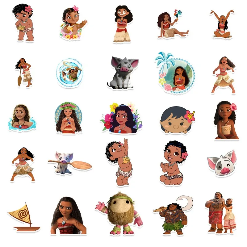 50 шт. Мультяшные наклейки в виде Моаны