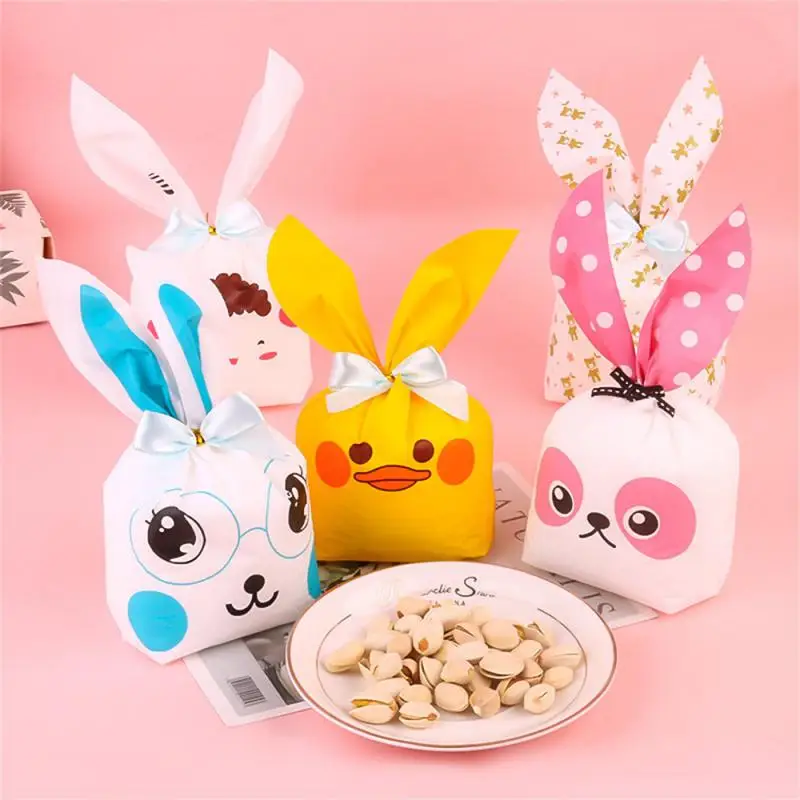 

Creative Easter Bunny Rabbit Bags Snack Baking Packaging Wedding Candy Box Cute Rabbit Carrot Ear Biscuit Bag Ears Velvet Bag