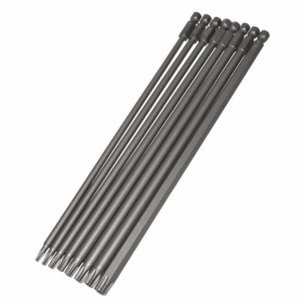 

8 шт. Набор отверток Torx T8 T10 T15 T20 200 мм насадки для отвертки S2 легированная сталь Нескользящие полые 1/4 дюйма хвостовик ручные инструменты
