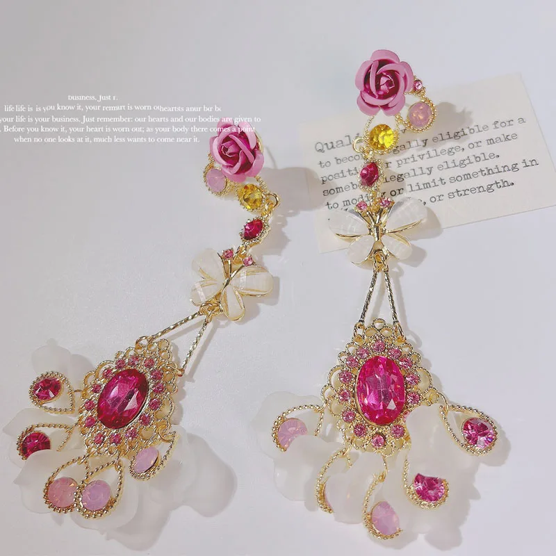 

Korean Luxury Fashion Butterfly Colorful Crystal Drop Earrings For Women Girls Exaggerated Pendientes Party Jewelry