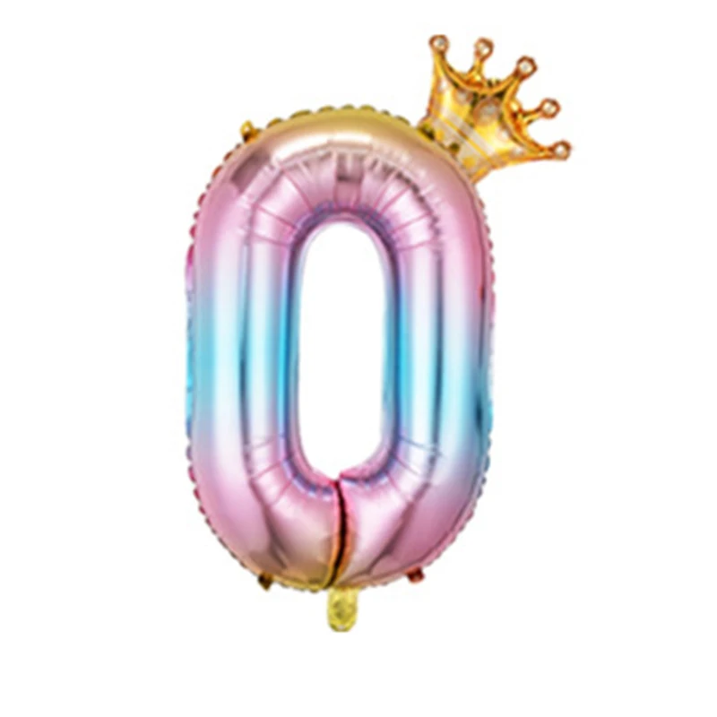 

Birthday 32-in Gradient Balloon Crown Digital Aluminum Film Balloon Set Children's Baby Birthday One-year-old Arrangement Props