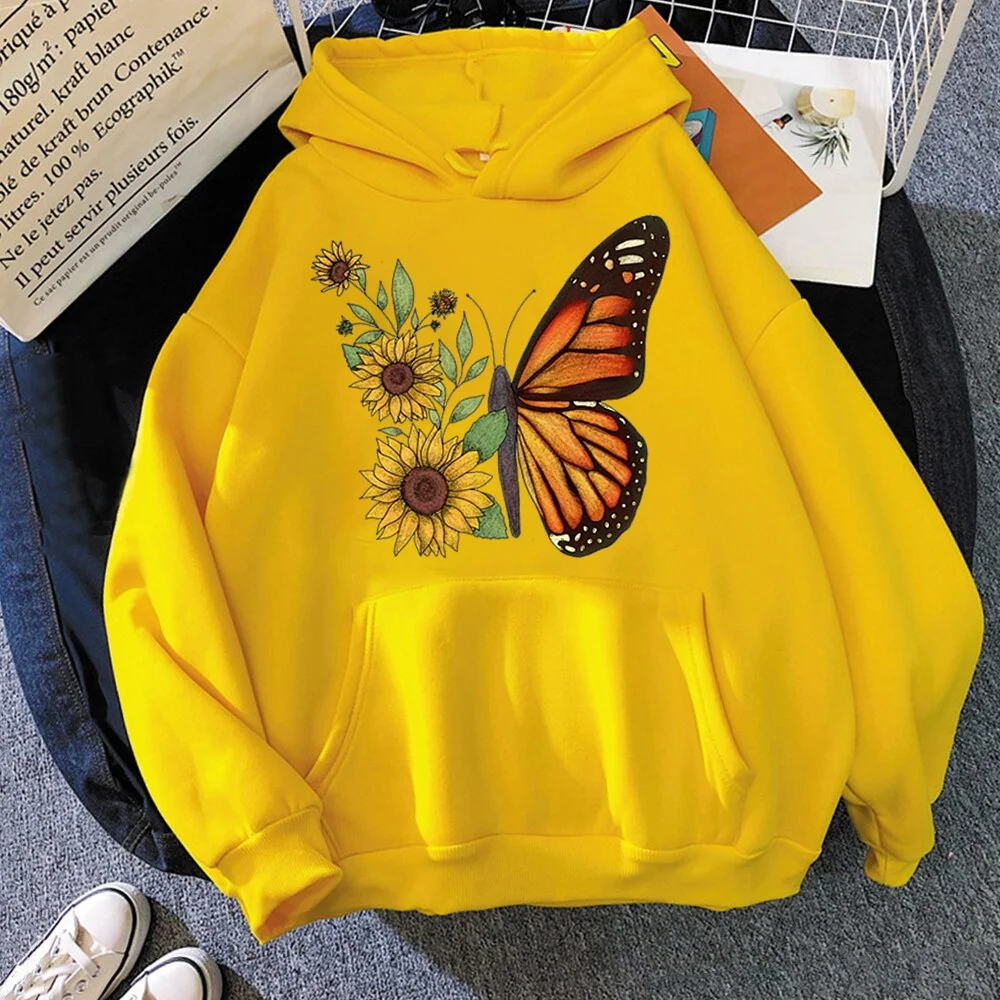 Trending Butterfly Printed Hoodie Autumn/Winter Unisex Fashion Pullover Casual Long Sleeve Sweatshirt