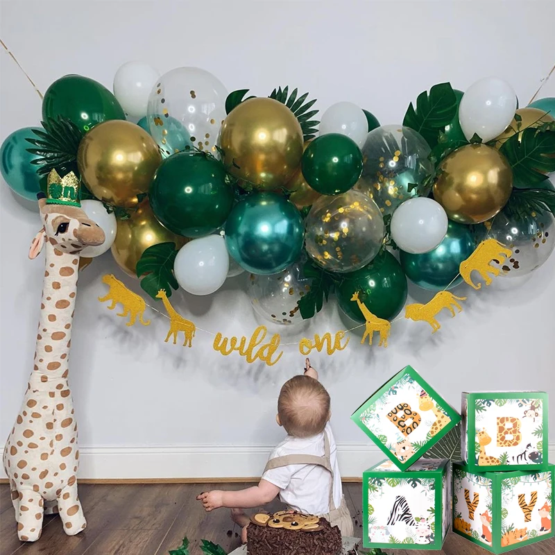 

Jungle Safari Animal Transparent Letter Balloon Box Garland Arch Kit Wedding Baby Shower Kids 1st Birthday Party DIY Decoration