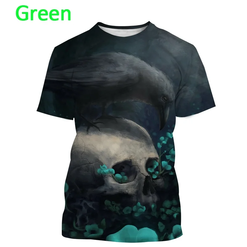

2023 Summer Men Women T-shirts Crow Pattern 3D Printed Fashion Streetwear Man Cool Casual Oversized Short Sleeve T Shirt Tops
