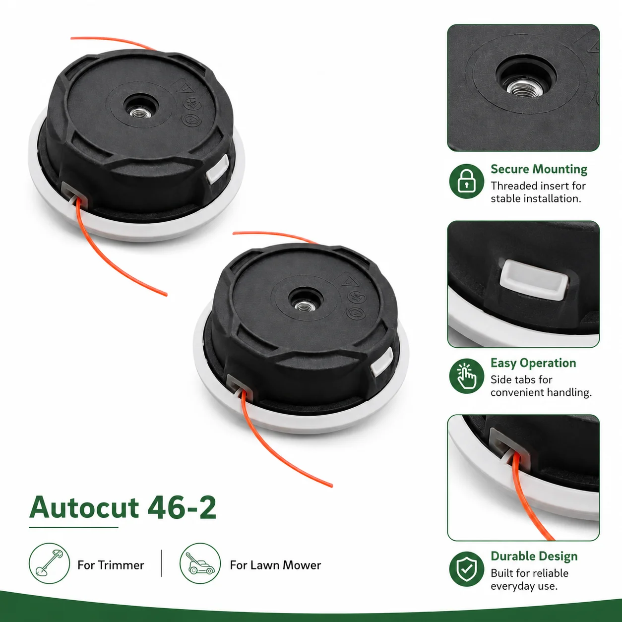 Фото 2 шт. режущие головки для Stihl 46-2 Autocut, насадка для кустореза, подходит для FS360 FS400 FS410 FS450 FS460 FS480 FS160, замена 4003 710 2189 №4