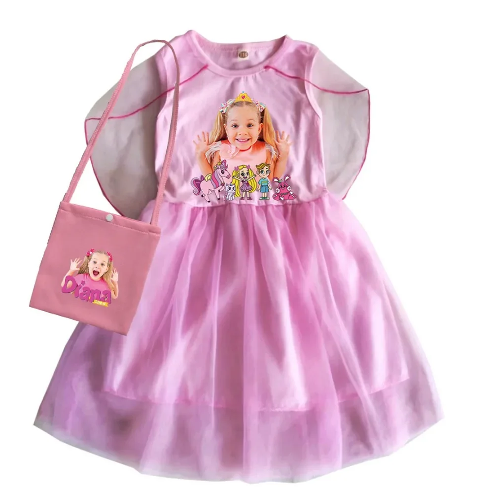 

Cute Diana Y Roma Clothes Kids Summer Short Sleeve Dress Baby Girls Casual Dresses & Bag Children's Halloween Carnival Vestidos