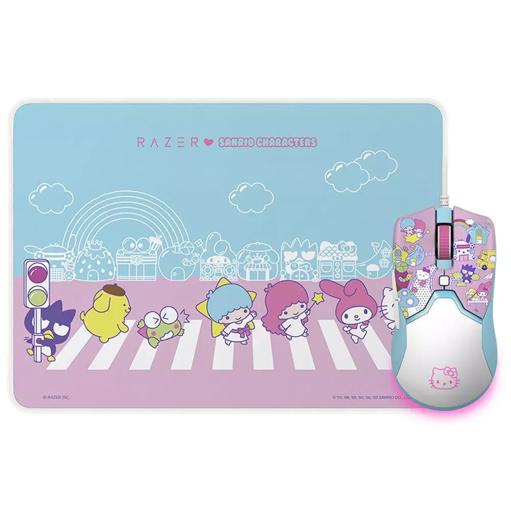 

Hello Kitty Limited Gaming Mouse+Mouse Pad Set Ergonomic Compact Mouse 8500DPI PAW3359 Sensor Anti-slip Mouse Pad Combo