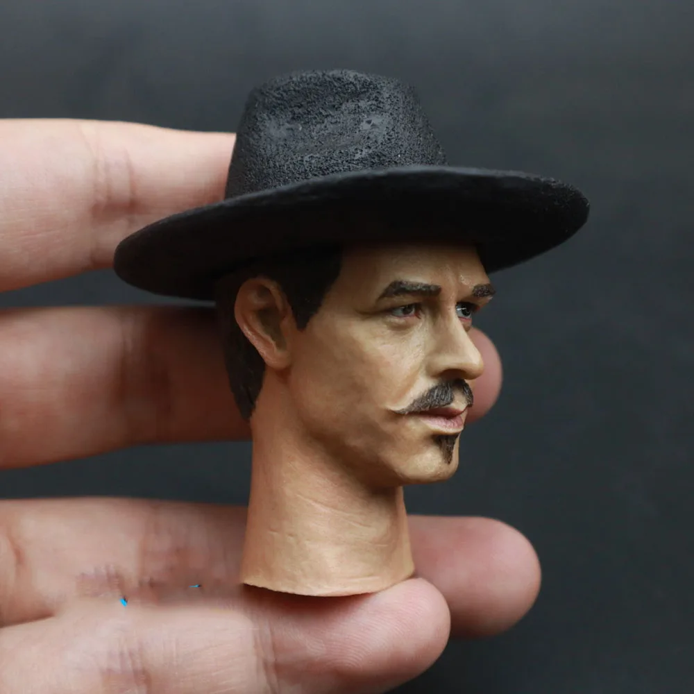 Hot Sale 1/6th Tombstone Doc Holliday Western Cowboy Val Kilmer Male Head Sculpture Carving Model For 12inch Action Figures DIY